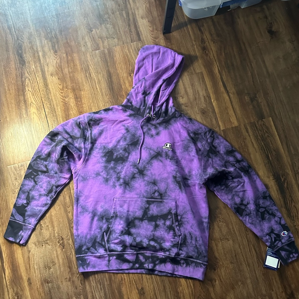 Purple tie die champion hoodie open to negotiation